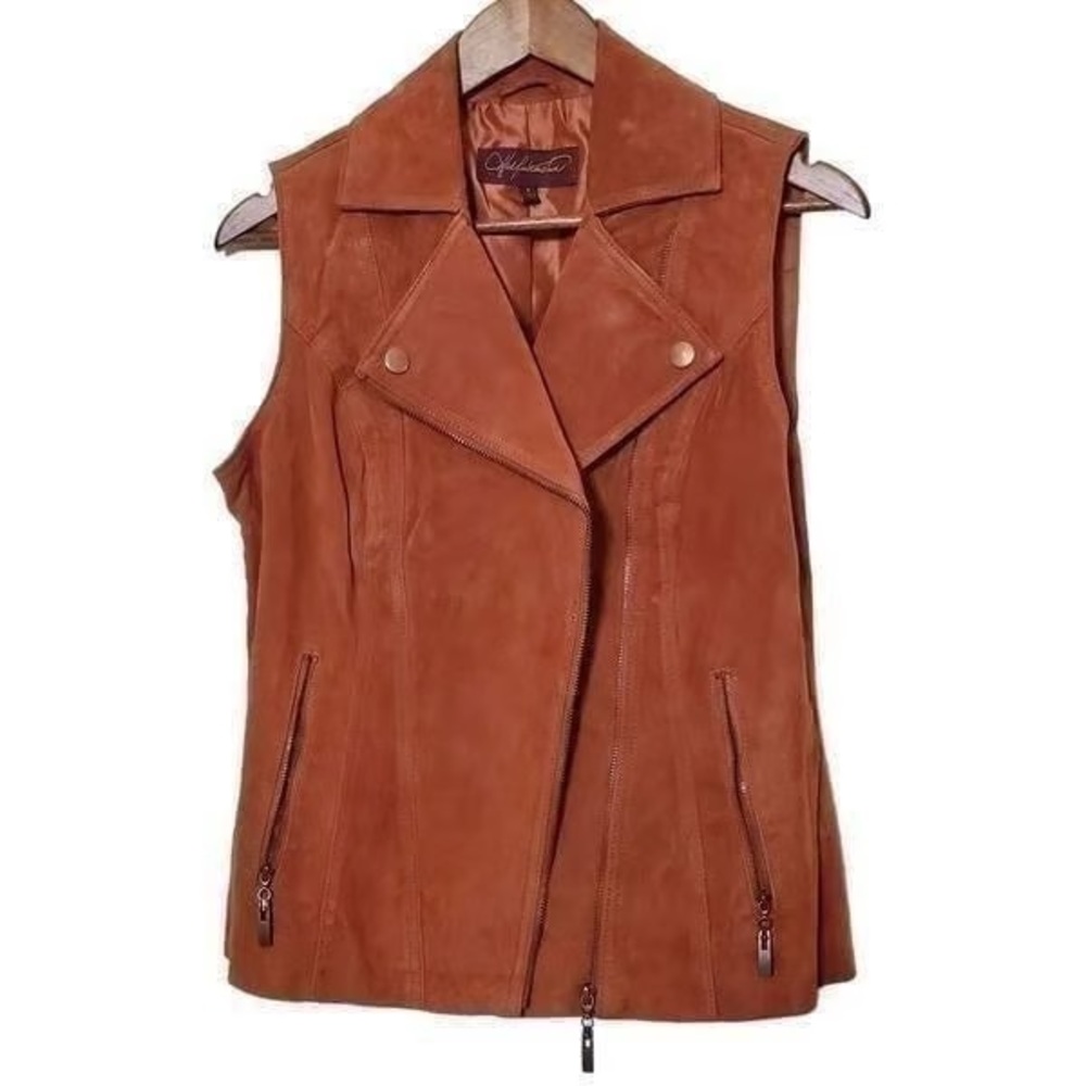 Vintage Elegant Asymmetrical Brown Suede Vest